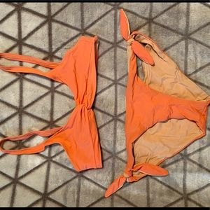 Orange/coral bikini 2 piece set.